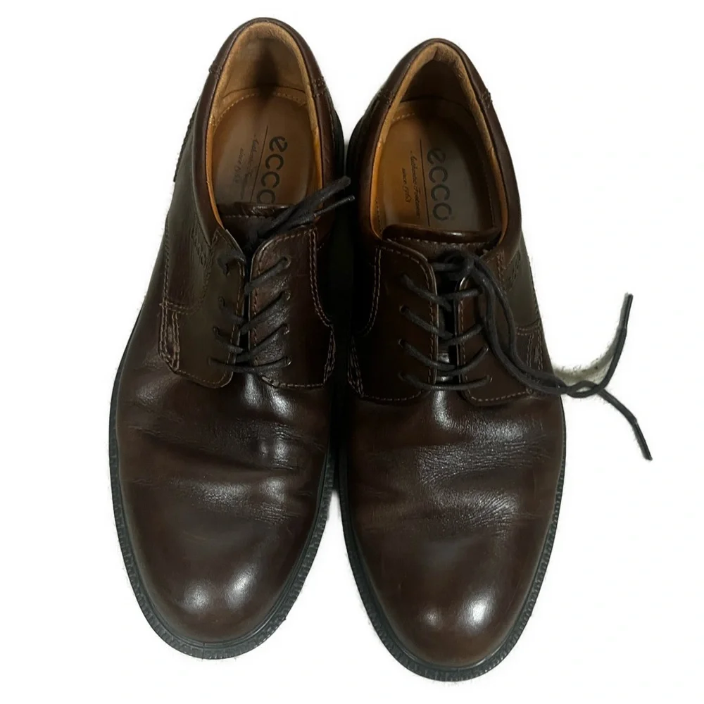 ECCO Men's Arlanda Brown Leather Plain Oxford Dress Shoes- Size‎ 7.5